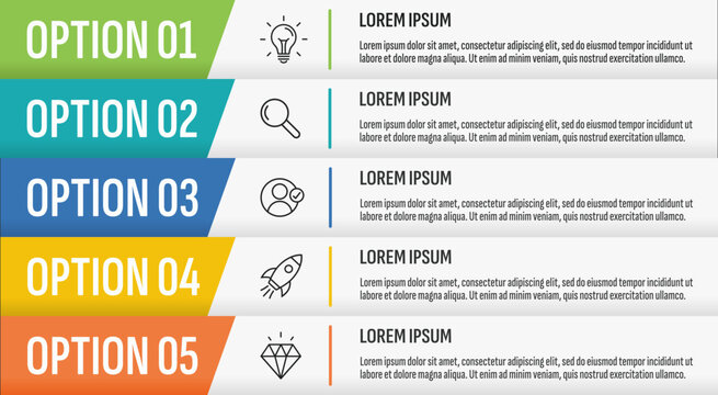 Clean Light Infographic Template &ndash; 5 Step Business Process Layout
