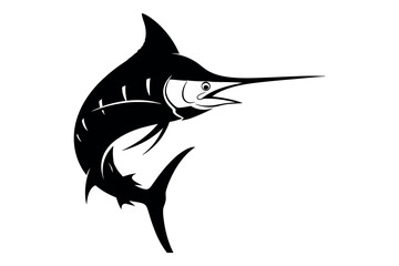 Majestic marlin silhouette a striking black and white illustration of a powerful ocean predator © graphixarrow