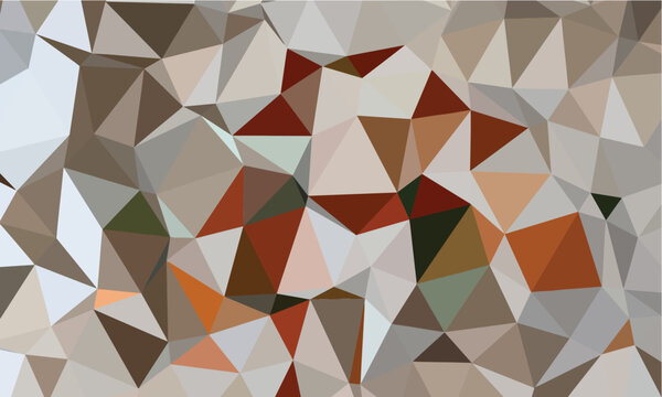 Elegant neutral low poly abstract pattern in earth tones featuring a delicate blend of grey brown and beige triangles