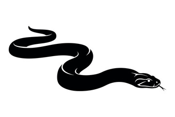 Fototapeta premium Black snake silhouette a striking reptilian form against a white background