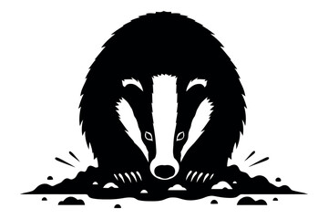Badger silhouette a striking black and white illustration of a european badger's face © graphixarrow