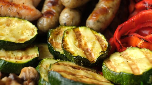 Freshly grilled meat and vegetable variety for clean eating diet