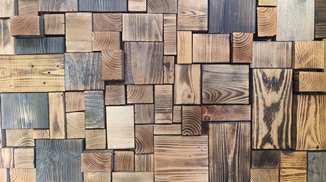 Rustic style wall with patterned wood panels