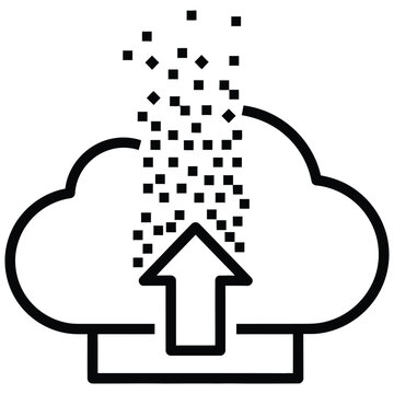 Cloud data upload icon with pixelation effect internet computing technology