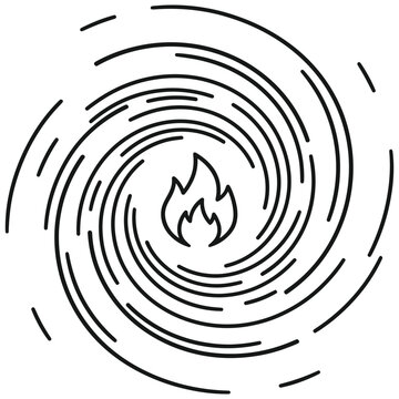 Abstract fire vortex icon with swirling flame lines abstract firestorm
