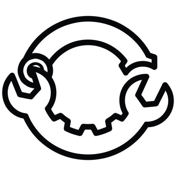 Wrench repair service gear icon with maintenance mechanical industry circular