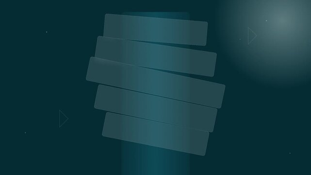 Abstract Teal Horizontal Bars Rotating in Dark Digital Space