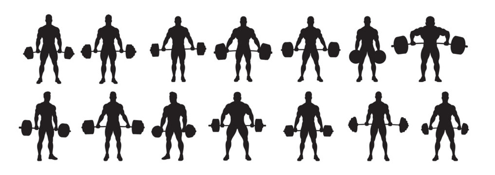 weight lifter silhouette white background