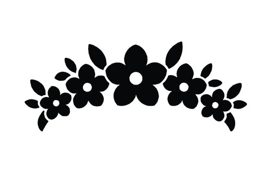 Simple Black Silhouette of Floral Flower Crown Headband