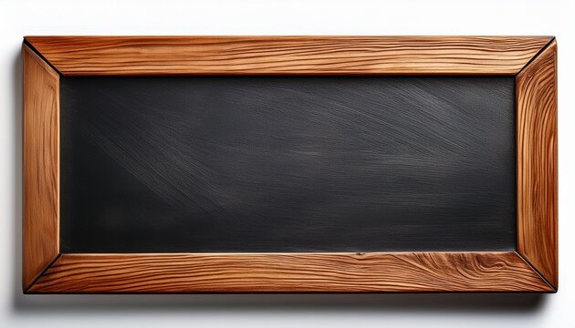 a wooden framed blackboard sign with a clean blank surface ready for writing perfect for cafes restaurants or shops isolated on white background