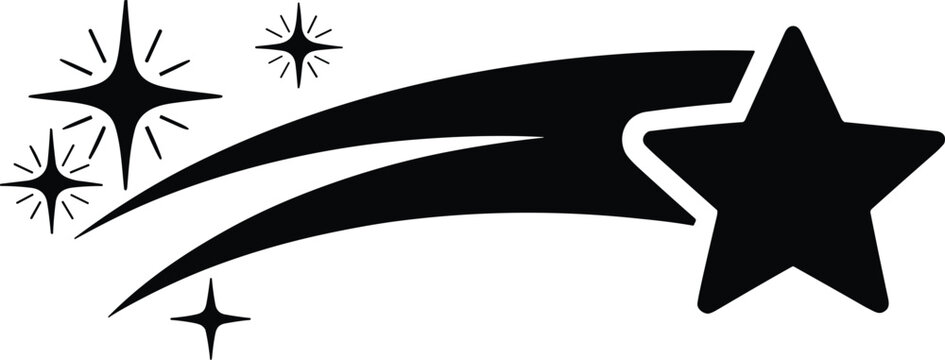 Black silhouette of a shark with starfish and seaweed