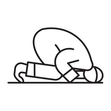 Sujood position Vector Line Icon Design