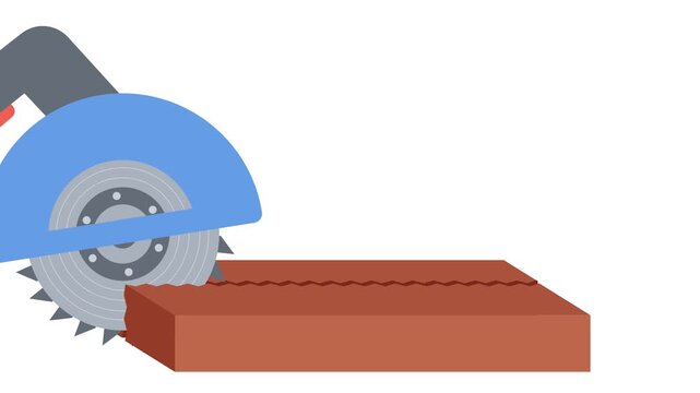 Circular or buzz saw animation, Portable sawmill animated video, Industrial Equipment clip, 1st of May footage, International Workers Day motion graphics