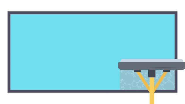 Cleaning Wiper with smooth rubber blade animation,  Janitorial Equipment animated video, Industrial Equipment clip, 1st of May footage,  International Workers Day motion graphics