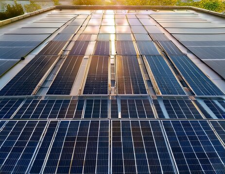 verticle view of solar panels on a rooftop