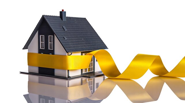 House model with measuring tape real estate property size valuation concept