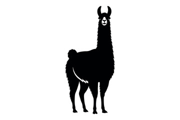 Llama silhouette a striking black outline of a south american camelid against a white background © graphixarrow
