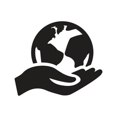 Hand holding planet earth icon © creativeicon