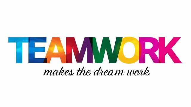 Inspiring Teamwork Concept with Colorful Typography and Motivational Quote for Corporate Presentations. Video.