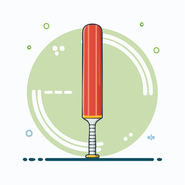 Red Cricket Bat Illustration