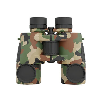 Military Style Camouflage Binoculars Isolated on White Background.