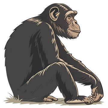 chimpanzee illustration realistic vector art on white background high quality professional