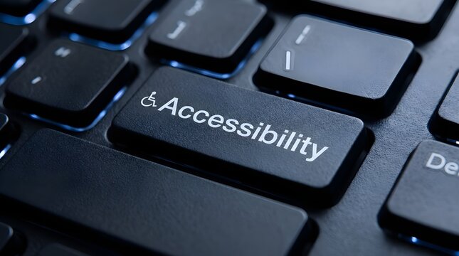 Close-up view of a backlit keyboard key dedicated to accessibility features