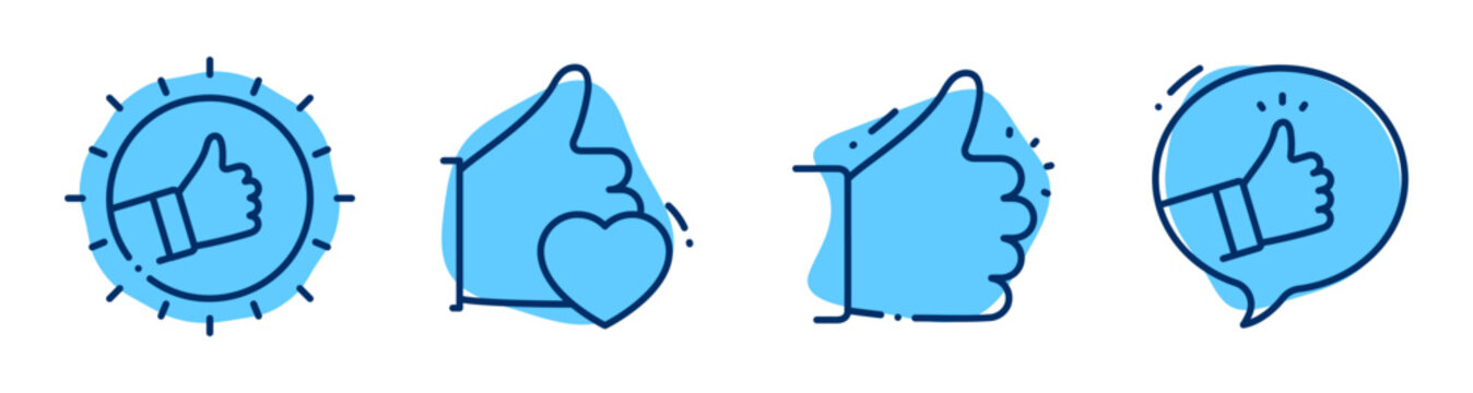 Thumbs up icons indicating like and approval states in set