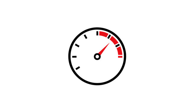 Minimalist graphic of a speedometer indicating high performance or rapid progress without comma at