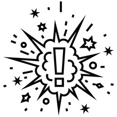 Explosion exclamation mark icon with stars symbolizing urgency or surprise © Sufian