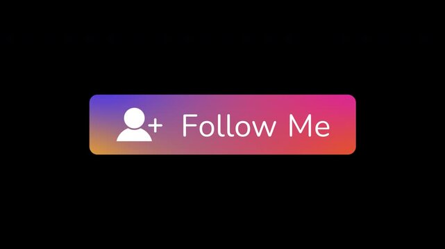 SNSのカラフルな長方形のFollow Meボタン,アイコン,グラデーション,フォロー,+,誘導,クリック,アルファチャンネル,透過,Colorful rectangular &ldquo;Follow Me&rdquo; button for social media, icon, gradient, follow, +, call-to-action, click, alpha channel, transparen