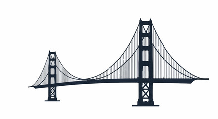Fototapeta premium A silhouette of a suspension bridge against a white background