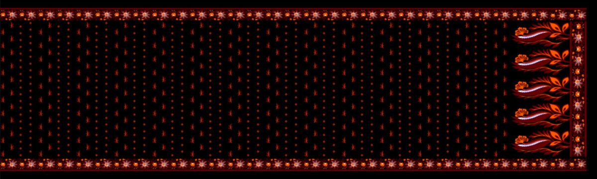 Black and Red Floral Pattern saree Background