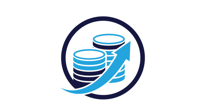 Increasing stack of coins with arrow.