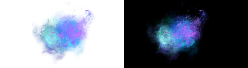 PNG image of Vibrant purple and blue nebula cloud floating in deep space displayed on transparent background © zakir