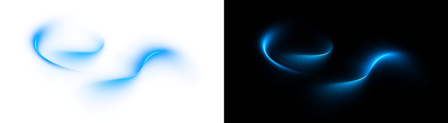 PNG image of Glowing blue abstract light trails swirling in a dynamic motion on transparent background © zakir