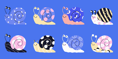 colorful snail characters collection whimsical vector illustration © Esmi