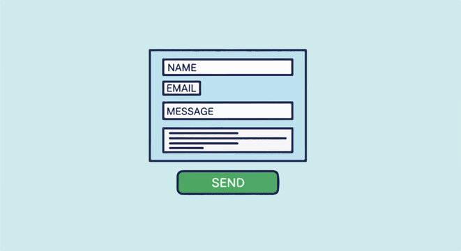 A simple contact form with fields for name, email, message, and a send button