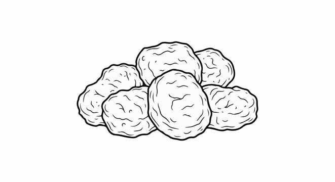 A sketch of a pile of lumpy, round, dried prunes