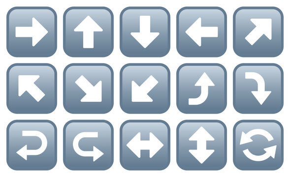 Arrow icons, vector illustration set, isolated on transparent background. 