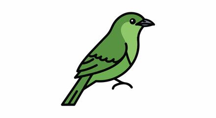 Obraz premium A simple green bird with black outlines