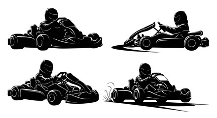 Set of gokart racing silhouettes © Stock_Crafters
