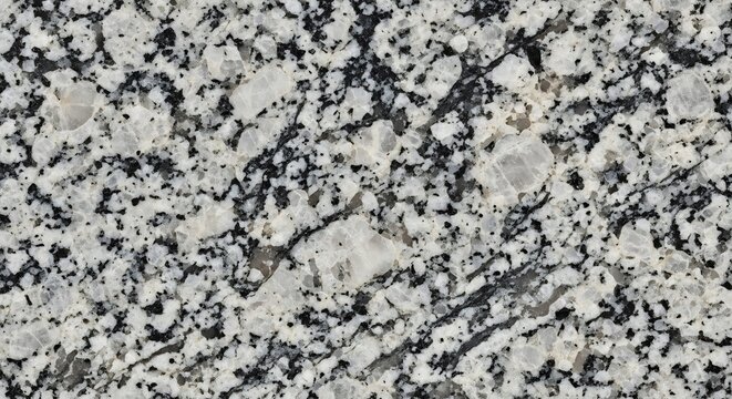 Polished grey and black speckled granite stone surface texture for background or countertop design.