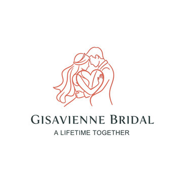 Woman in bridal wear logo illustration.