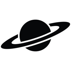 Minimalist black silhouette icon of saturn planet with rings, astronomy © Sufian