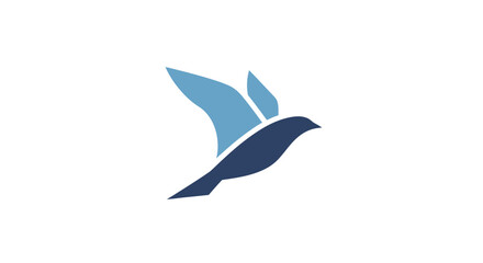 Obraz premium Minimalist bird logo design in shades of blue representing freedom and flight