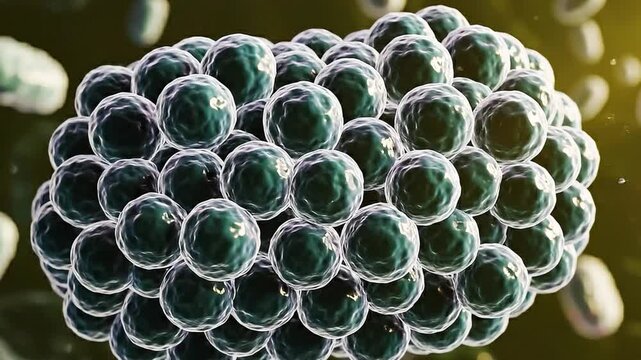 Microscopic View of MRSA Bacteria Colony and Individual Cells