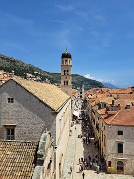 High angle view of Stradun street in Dubrovnik Old Town Croatia