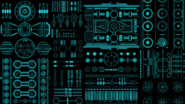 cyan hud interface pack a large collection of heads up display elements and futuristic technology components high quality