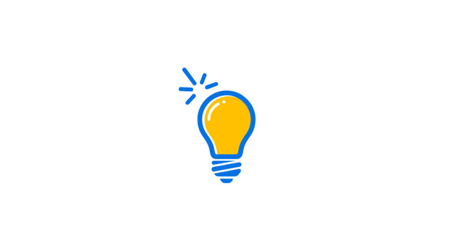 A symbolic illustration of a bright idea emanating from a classic lightbulb on white background